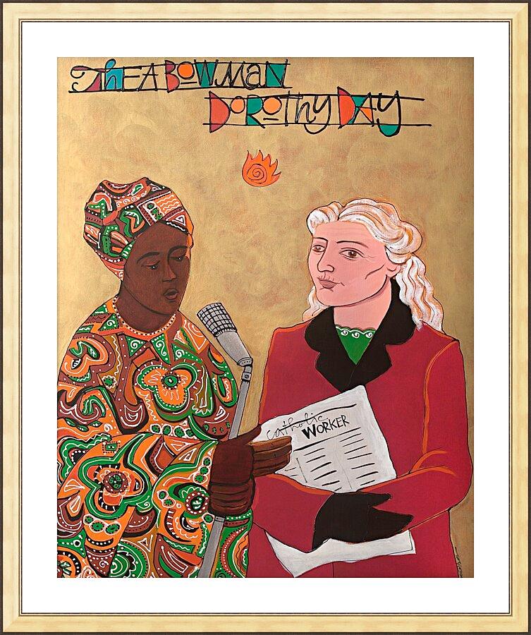 Wall Frame Gold, Matted - Sr. Thea Bowman and Dorothy Day by Br. Mickey McGrath, OSFS - Trinity Stores