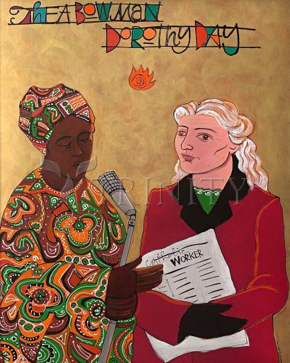 Wall Frame Gold, Matted - Sr. Thea Bowman and Dorothy Day by Br. Mickey McGrath, OSFS - Trinity Stores