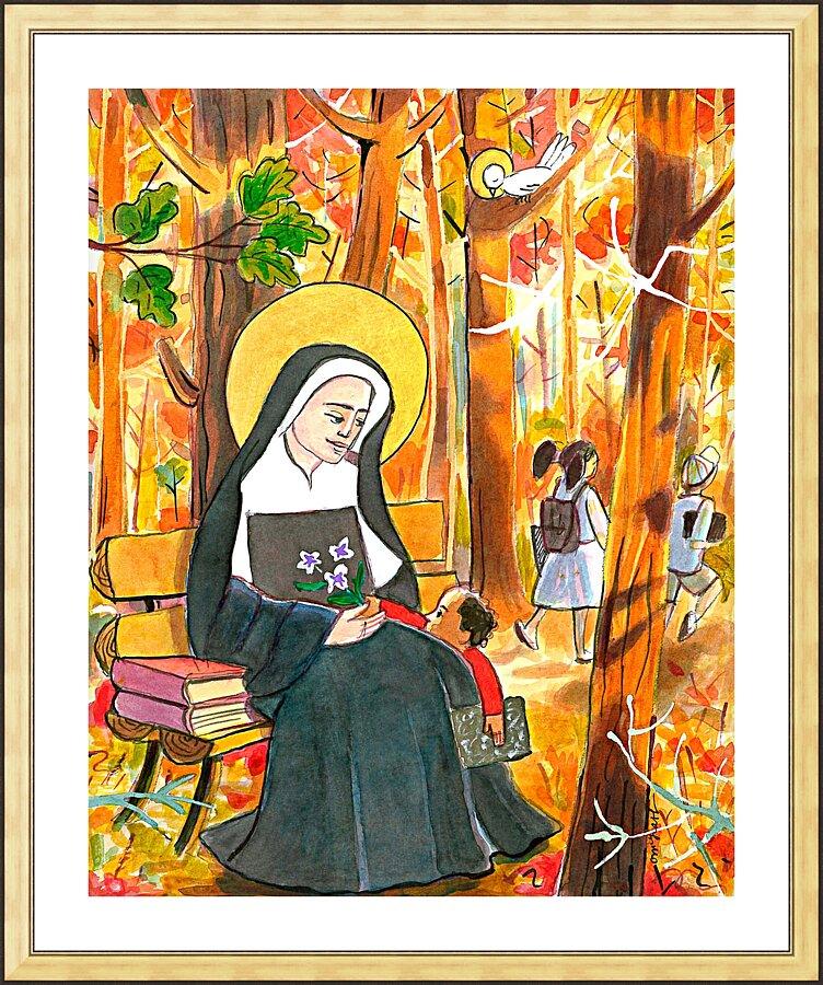 Wall Frame Gold, Matted - St. Mother Théodore Guérin by Br. Mickey McGrath, OSFS - Trinity Stores
