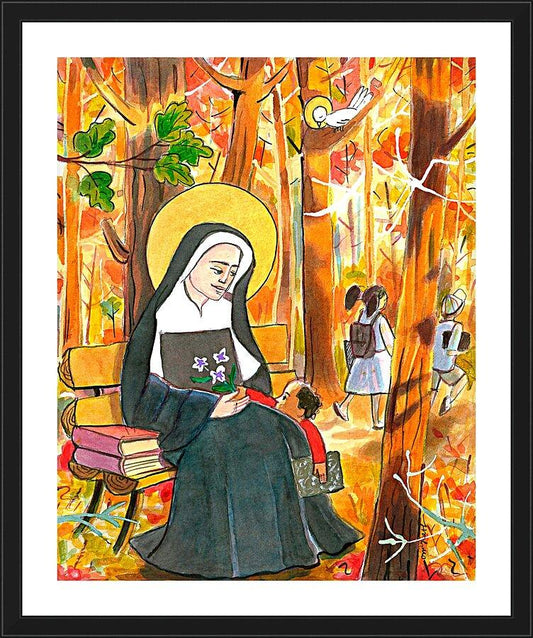 Wall Frame Black, Matted - St. Mother Théodore Guérin by Br. Mickey McGrath, OSFS - Trinity Stores