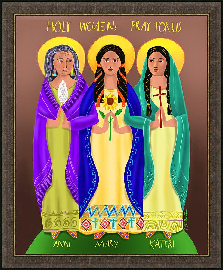 Wall Frame Espresso - Sts. Mary, Ann, Kateri - Holy Women Pray for Us by Br. Mickey McGrath, OSFS - Trinity Stores