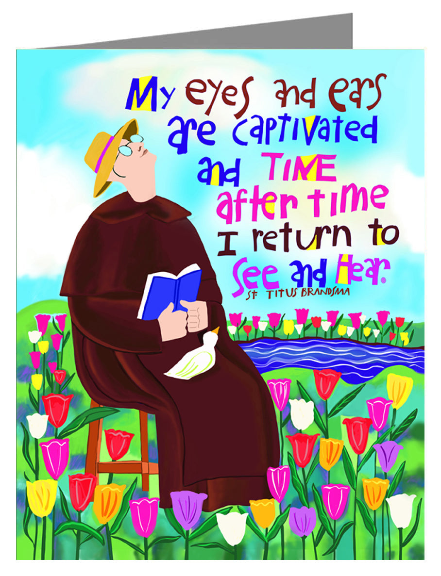 St. Titus in the Tulips - Custom Text Note Card