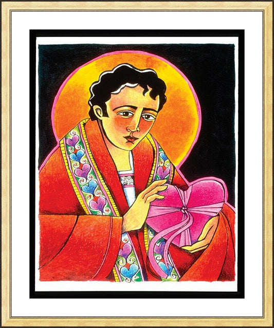Wall Frame Gold, Matted - St. Valentine by Br. Mickey McGrath, OSFS - Trinity Stores