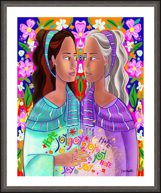Wall Frame Espresso - Visitation With Flowers by M. McGrath