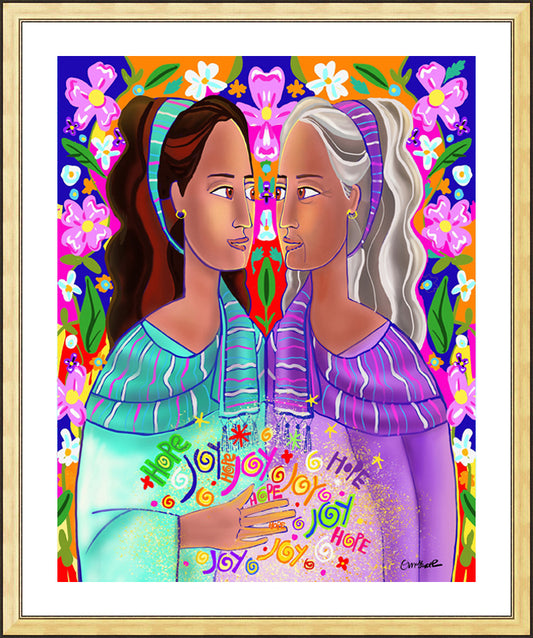 Wall Frame Gold - Visitation With Flowers by M. McGrath