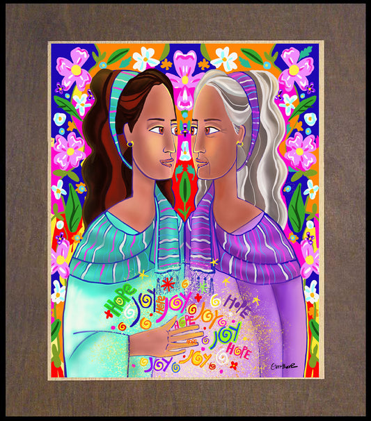 Wood Plaque Premium - Visitation With Flowers by M. McGrath