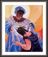 Wall Frame Espresso - St. Veronica Wipes the Face of Jesus: 6th Station by M. McGrath