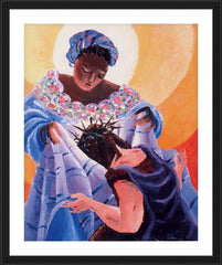 Wall Frame Black - St. Veronica Wipes the Face of Jesus: 6th Station by M. McGrath