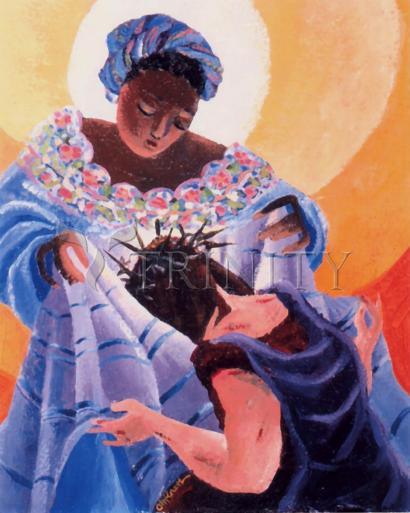 Wall Frame Espresso, Matted - St. Veronica Wipes the Face of Jesus: 6th Station by Br. Mickey McGrath, OSFS - Trinity Stores