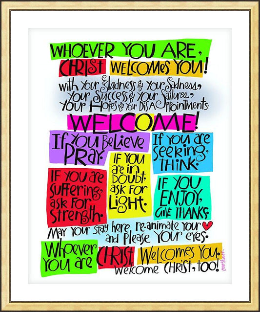 Wall Frame Gold, Matted - Welcome Prayer by Br. Mickey McGrath, OSFS - Trinity Stores