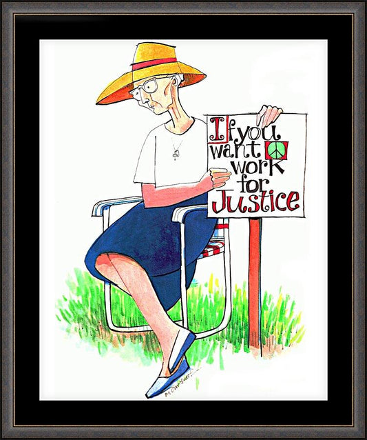 Wall Frame Espresso, Matted - Work for Justice by Br. Mickey McGrath, OSFS - Trinity Stores