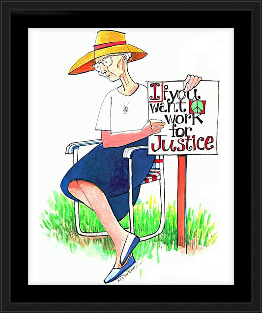 Wall Frame Black, Matted - Work for Justice by Br. Mickey McGrath, OSFS - Trinity Stores