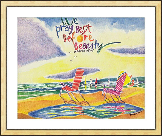 Wall Frame Gold, Matted - We Pray Best Before Beauty by Br. Mickey McGrath, OSFS - Trinity Stores