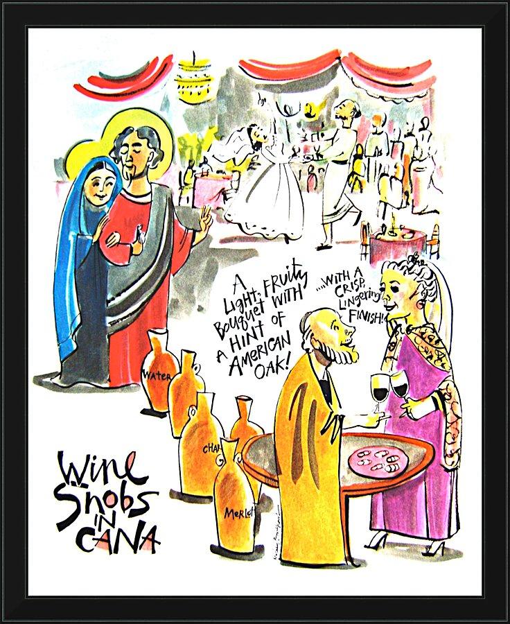 Wall Frame Black - Wine Snobs in Cana by Br. Mickey McGrath, OSFS - Trinity Stores