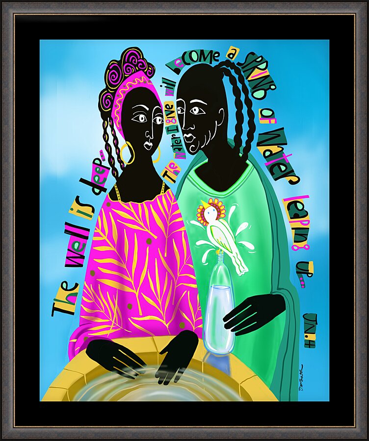 Wall Frame Espresso - Women At The Well by M. McGrath