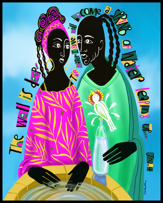 Women At The Well - Wood Plaque