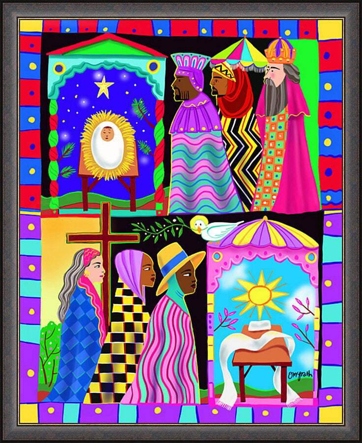 Wall Frame Espresso - Three Wise Women and Three Wise Men by M. McGrath