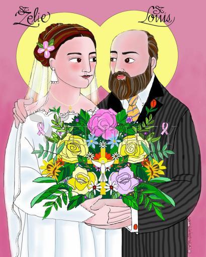 Wall Frame Gold, Matted - Sts. Louis and Zélie Martin by Br. Mickey McGrath, OSFS - Trinity Stores