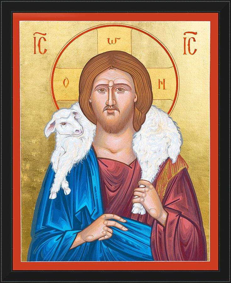Wall Frame Black Christ the Good Shepherd by R. Gerwing trinitystores