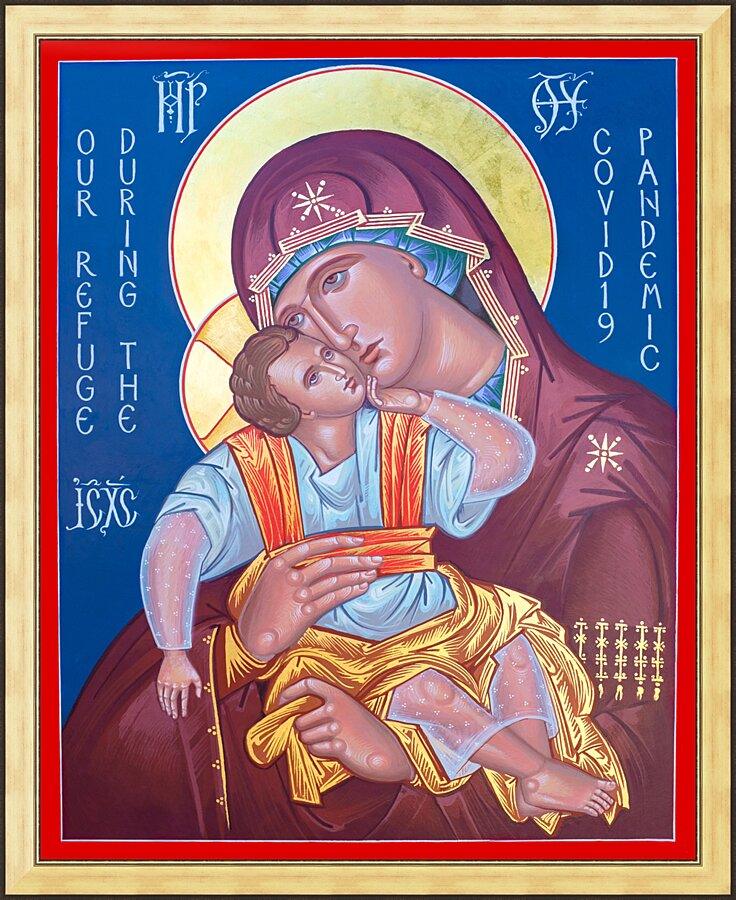 Wall Frame Gold - Mother of God, Our Refuge During Covid-19 Pandemic by Robert Gerwing - Trinity Stores