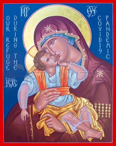 Wall Frame Gold, Matted - Mother of God, Our Refuge During Covid-19 Pandemic by Robert Gerwing - Trinity Stores
