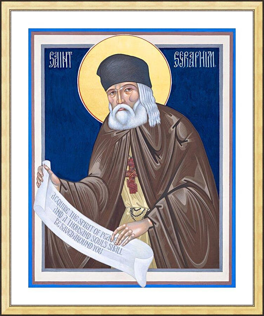 Wall Frame Gold, Matted - St. Seraphim of Sarov by Robert Gerwing - Trinity Stores