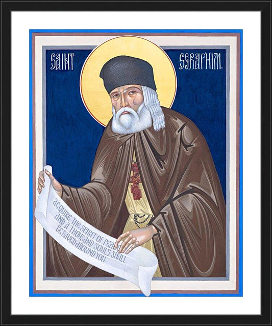 Wall Frame Black, Matted - St. Seraphim of Sarov by Robert Gerwing, OFM - Trinity Stores