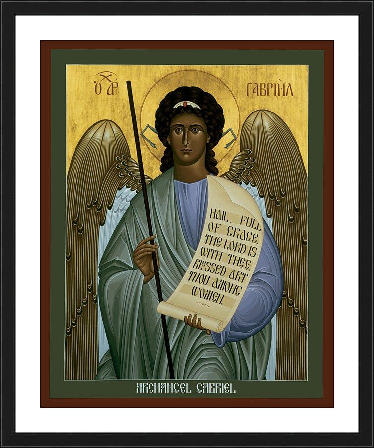 Wall Frame Black, Matted - St. Gabriel Archangel by Br. Robert Lentz, OFM - Trinity Stores