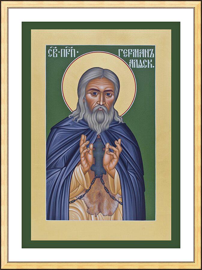 Wall Frame Gold, Matted - St. Herman of Alaska by Br. Robert Lentz, OFM - Trinity Stores