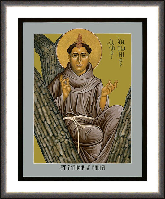 Wall Frame Espresso, Matted - St. Anthony of Padua by Br. Robert Lentz, OFM - Trinity Stores