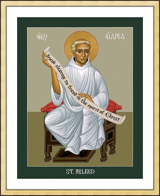 Wall Frame Gold, Matted - St. Aelred of Rievaulx by Br. Robert Lentz, OFM - Trinity Stores