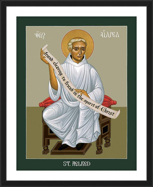 Wall Frame Black, Matted - St. Aelred of Rievaulx by Br. Robert Lentz, OFM - Trinity Stores