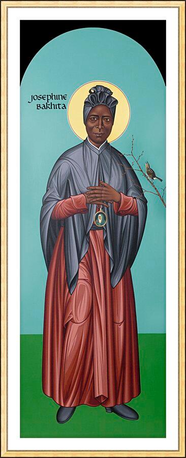 Wall Frame Gold, Matted - St. Josephine Bakhita by Br. Robert Lentz, OFM - Trinity Stores