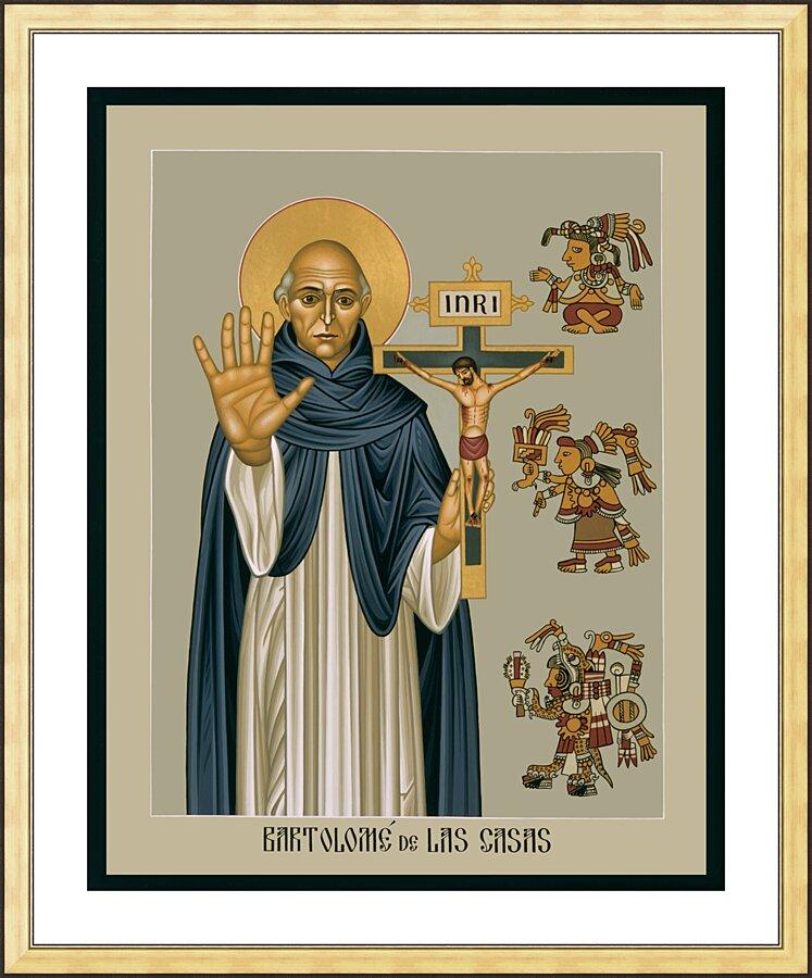Wall Frame Gold, Matted - Bartolome de la Casas by Br. Robert Lentz, OFM - Trinity Stores