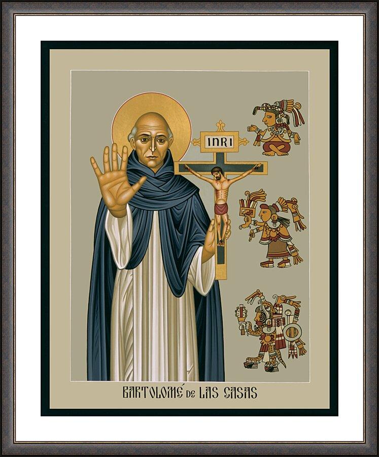 Wall Frame Espresso, Matted - Bartolome de la Casas by Br. Robert Lentz, OFM - Trinity Stores