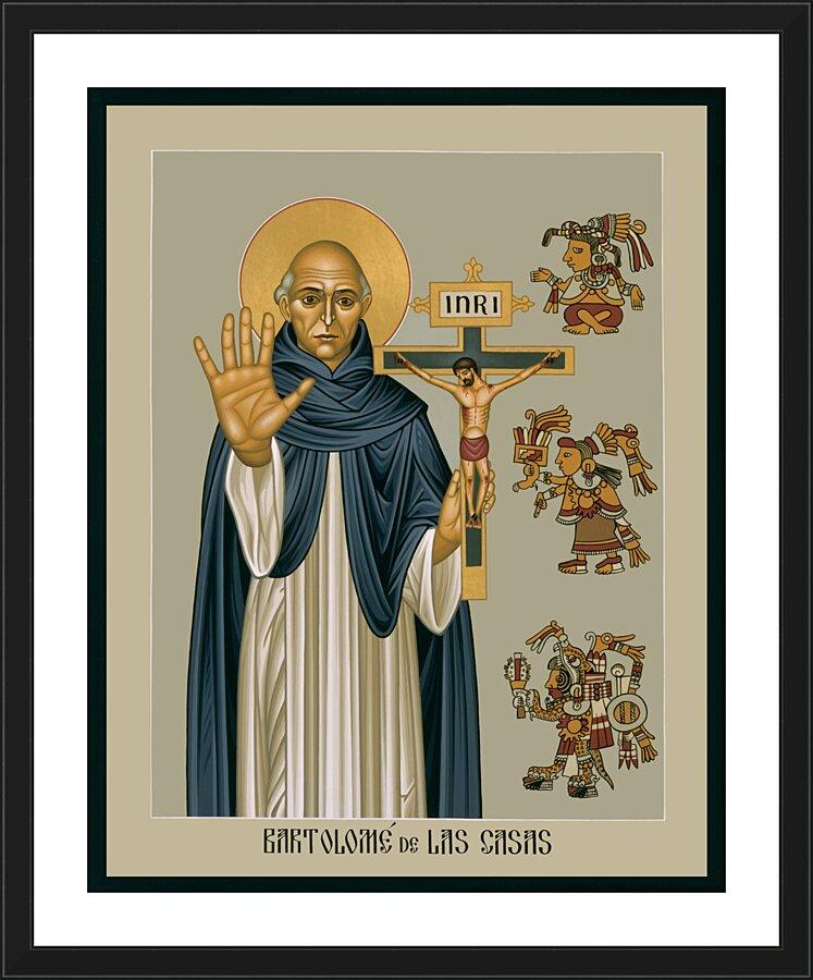 Wall Frame Black, Matted - Bartolome de la Casas by Br. Robert Lentz, OFM - Trinity Stores