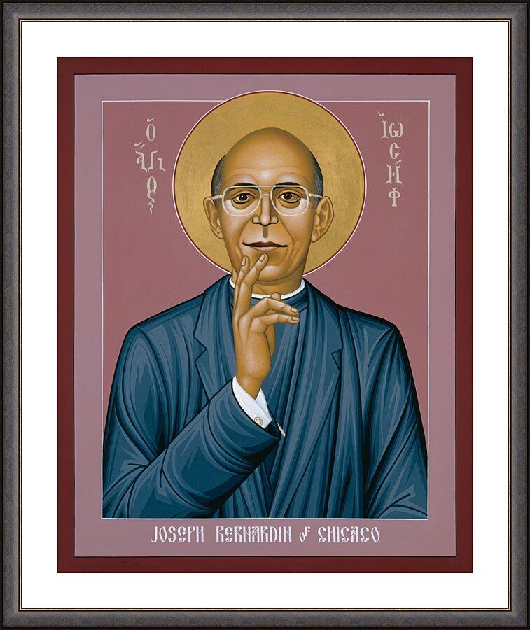 Wall Frame Espresso, Matted - Cardinal Bernardin of Chicago by Br. Robert Lentz, OFM - Trinity Stores
