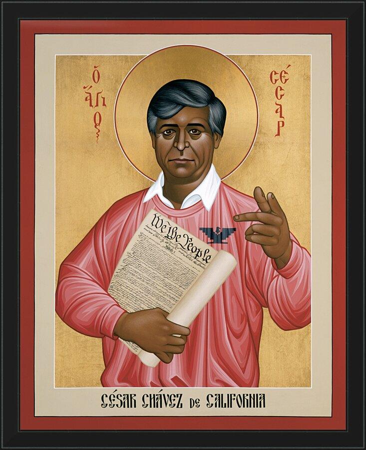 Wall Frame Black - Cesar Chavez by Br. Robert Lentz, OFM - Trinity Stores