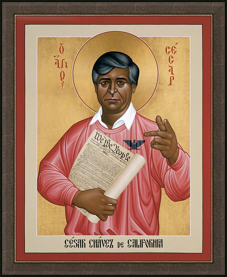 Wall Frame Espresso - Cesar Chavez by Br. Robert Lentz, OFM - Trinity Stores