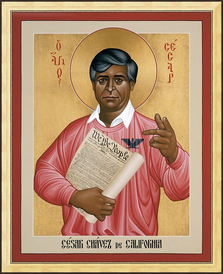 Wall Frame Gold - Cesar Chavez by Br. Robert Lentz, OFM - Trinity Stores