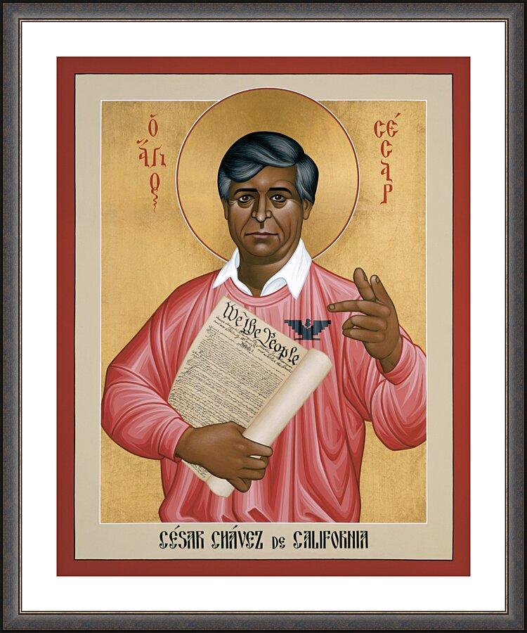 Wall Frame Espresso, Matted - Cesar Chavez by Br. Robert Lentz, OFM - Trinity Stores