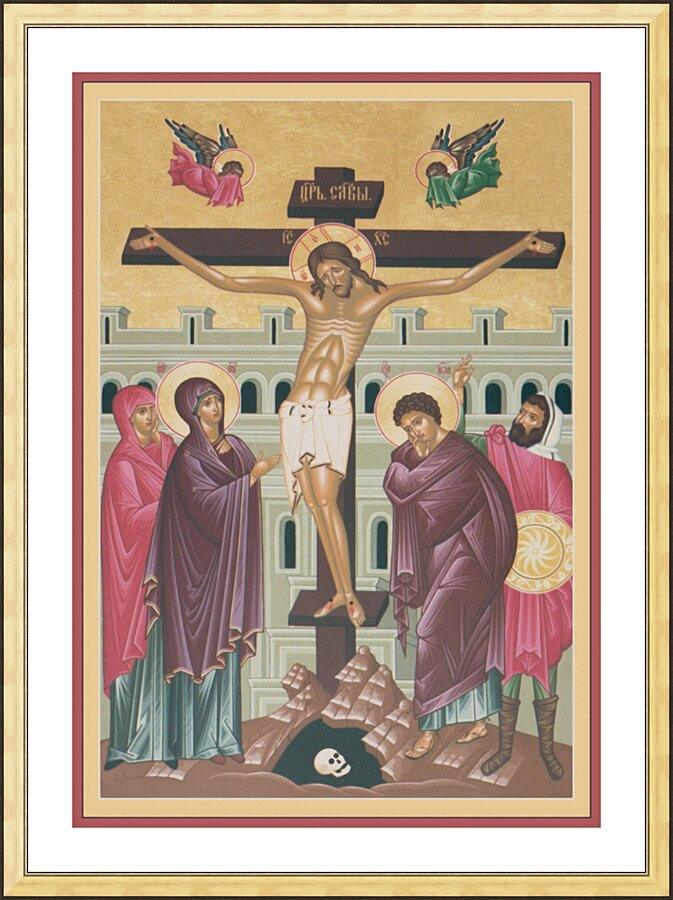 Wall Frame Gold, Matted - Crucifixion by Br. Robert Lentz, OFM - Trinity Stores