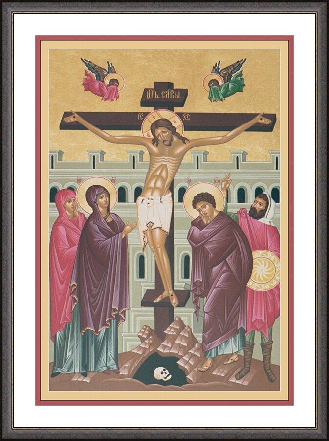 Wall Frame Espresso, Matted - Crucifixion by Br. Robert Lentz, OFM - Trinity Stores