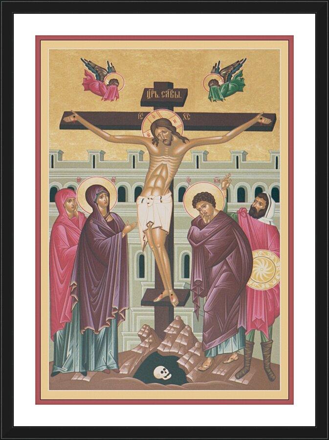 Wall Frame Black, Matted - Crucifixion by Br. Robert Lentz, OFM - Trinity Stores