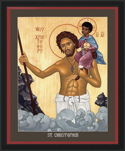 Wall Frame Black - St. Christopher by Br. Robert Lentz, OFM - Trinity Stores