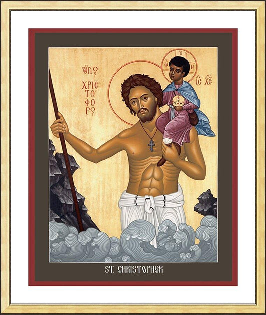 Wall Frame Gold, Matted - St. Christopher by R. Lentz