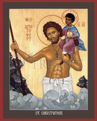 Wall Frame Black, Matted - St. Christopher by Br. Robert Lentz, OFM - Trinity Stores