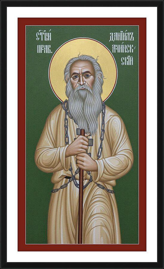 Wall Frame Black, Matted - St. Daniel of Achinsk by Br. Robert Lentz, OFM - Trinity Stores