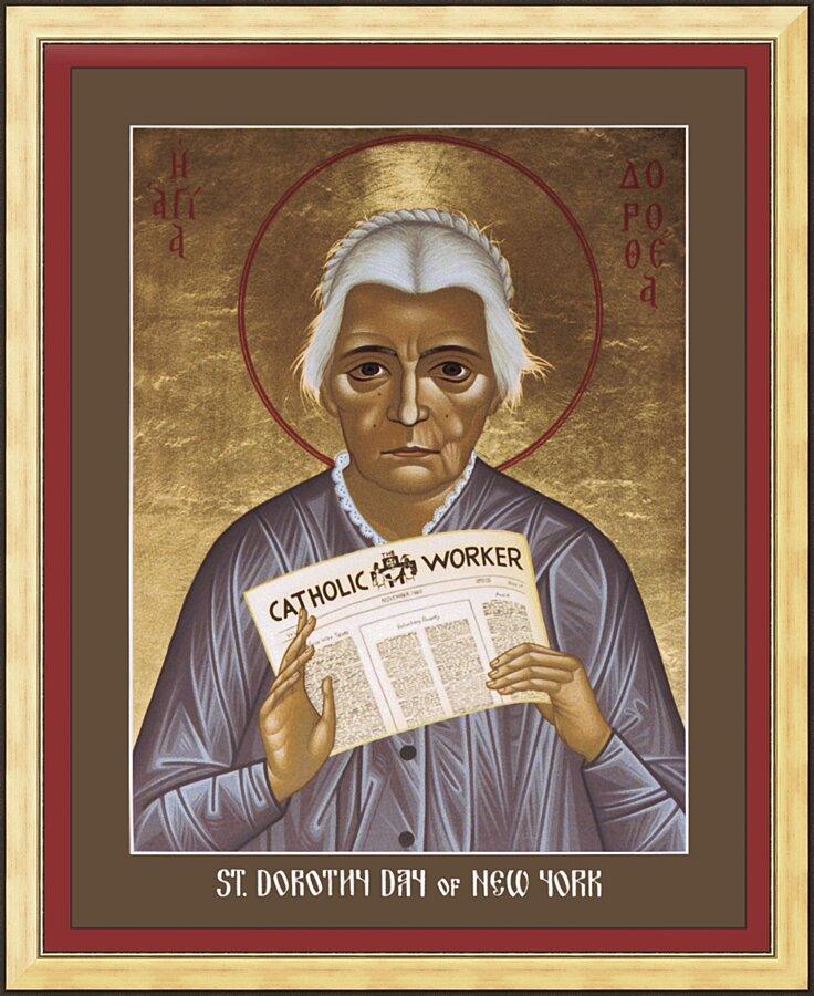 Wall Frame Gold - Dorothy Day of New York by Br. Robert Lentz, OFM - Trinity Stores