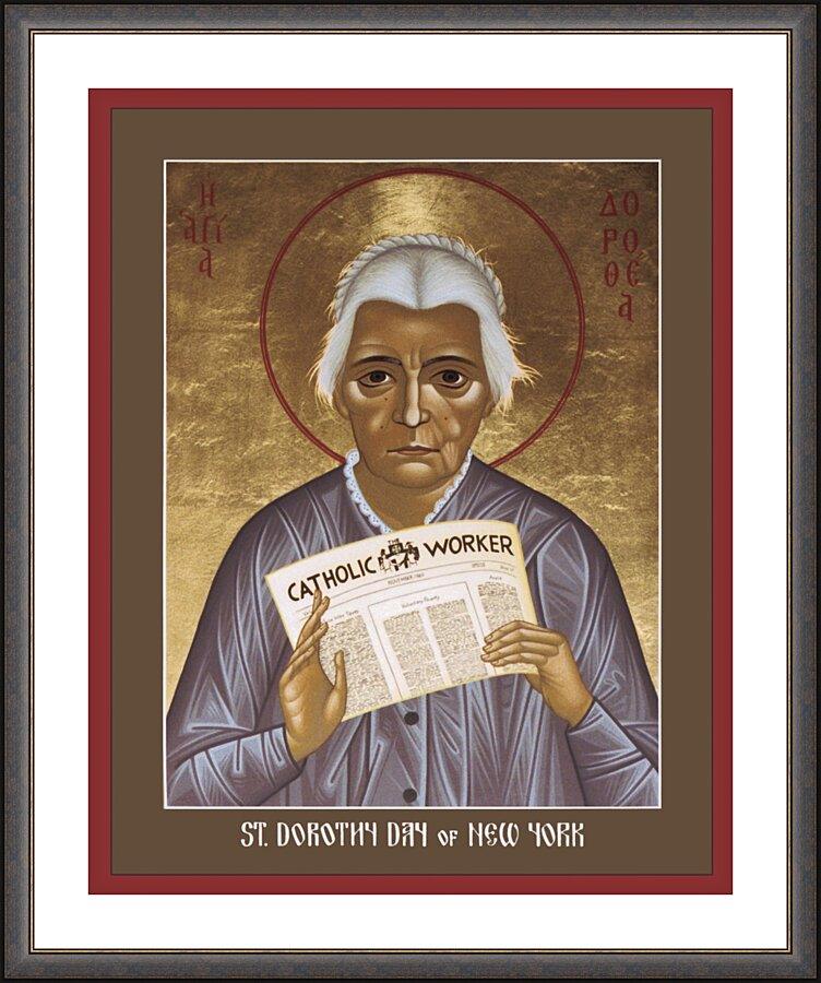 Wall Frame Espresso, Matted - Dorothy Day of New York by Br. Robert Lentz, OFM - Trinity Stores